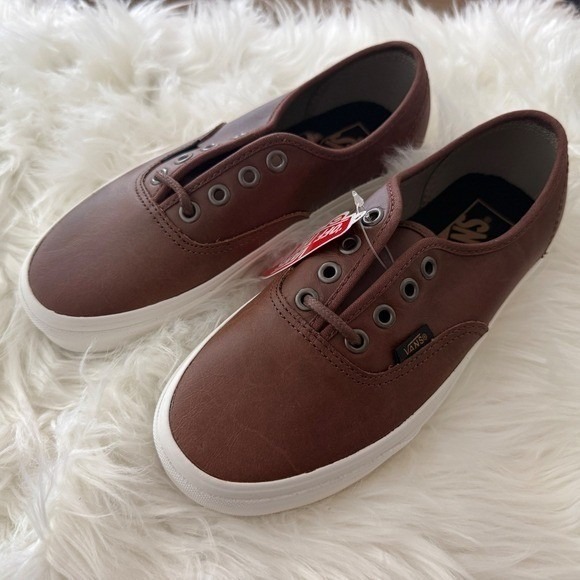 Vans Authentic Leather Sneakers Womens Size‎ 5.5 NEW Brown - Picture 3 of 8